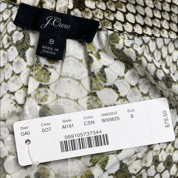 J. Crew Drapey tie-neck top in snakeskin print long sleeve blouse, size 8 - Picture 3 of 11